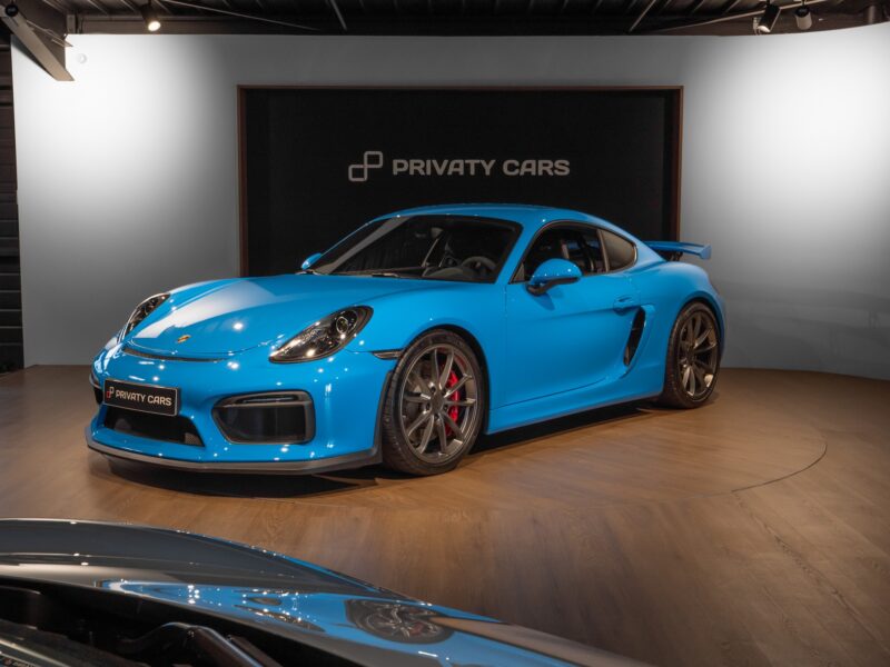 À vendre – PORSCHE – Cayman GT4 981 – 2016 – PTS Mexico Blue – 5 900 km – 385 ch – Flat 6 Atmo – Transmission : Manuelle – Photo principale – Origine France – Privaty Cars – Expert des voitures de prestige d’occasion en Nouvelle-Aquitaine