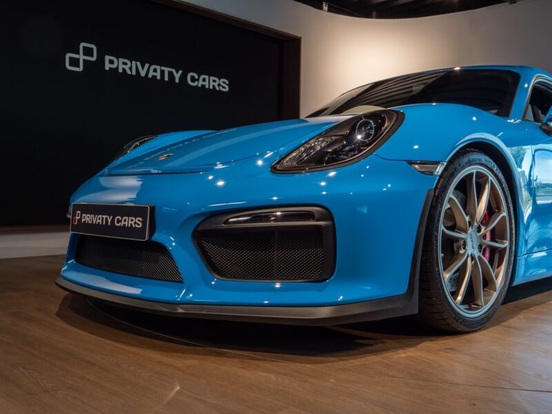 À vendre – PORSCHE – Cayman GT4 981 – 2016 – PTS Mexico Blue – 5 900 km – 385 ch – Flat 6 Atmo – Transmission : Manuelle – Vue principale – Origine France – Privaty Cars – Expertise et vente de modèles Super Sport en Nouvelle-Aquitaine